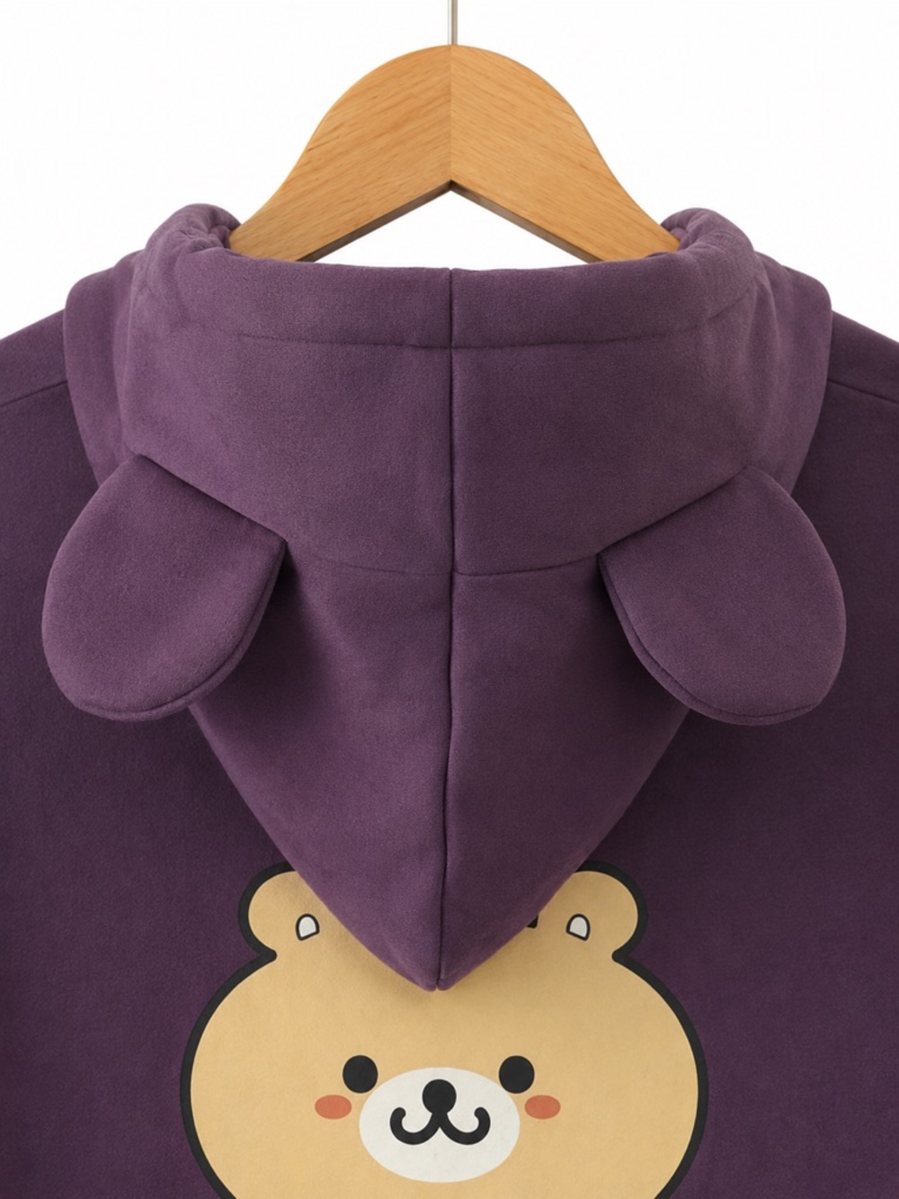 Rirukuma Bear Ear Hoodie Purple Kawaii Japanese Graphic Sweatshirt Large NWT - Picture 3 of 6
